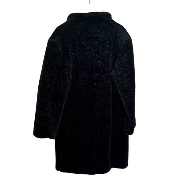 Vintage 1990's Made in USA Express Size Large Long Black Faux Fur Coat - Picture 5 of 8
